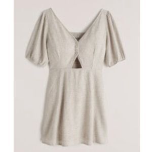 Abercrombie Women's Puff Sleeve Cutout Linen Mini Dress